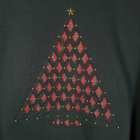 Vintage Pluma Christmas Green Sweater Women’s Size XL Plaid Long Sleeve - Picture 6 of 9